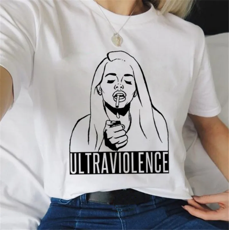 Женская футболка с забавным принтом Ланы Дель Рей Harajuku Ullzang для фанатов 90s