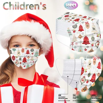 

Christmas print mask children disposable FaceMasks Non-woven Three-layer easy breathing mouth masks Ear hook Mascarillas