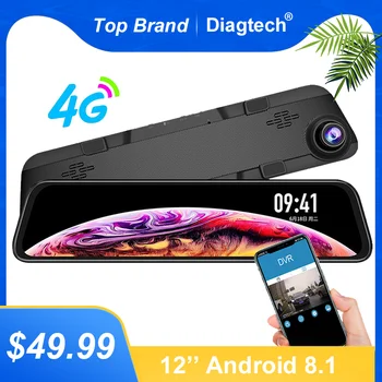 

Newest 12 Inch 4G Car Dvr Mirror Android 8.1 Dash Camera WiFi GPS Navigation Rearview Mirror Auto Recorder Dashcam Recorder