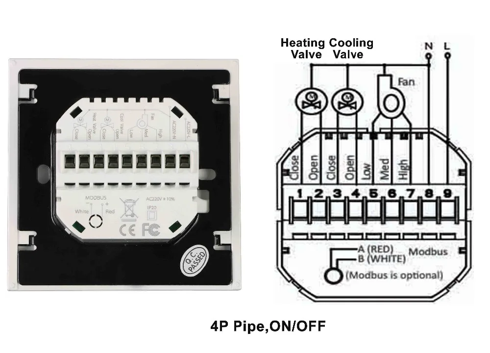 95-240VAC 4 P/2 P вентилятор катушки термостат охлаждения отопления