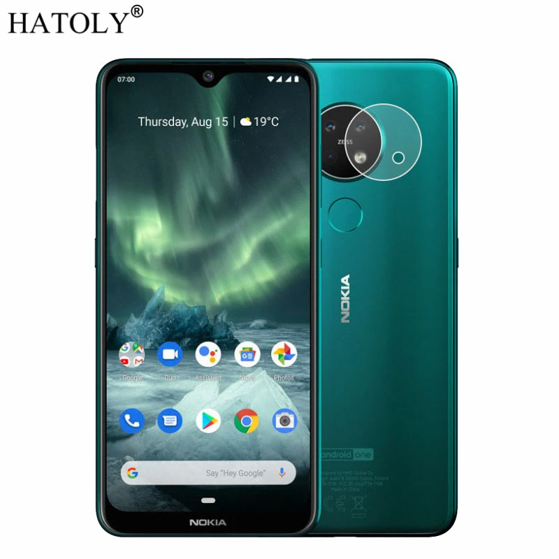 2 шт. закаленное стекло с прозрачными линзами для Nokia 7 полностью склеенное