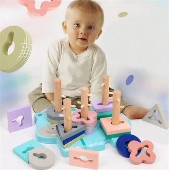 

Kids Toys Wooden Toy Blocks Animal Hippo Educational Toys Geometric Shape Matching Toys for Children Juguetes Educativos