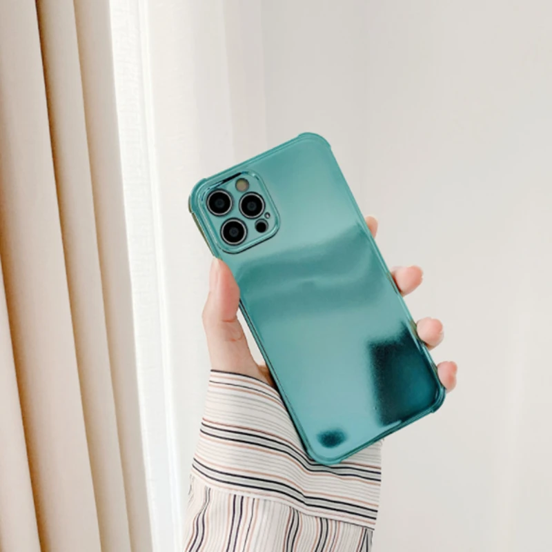 Luxury Gold Plated Electroplated Phone Case For iPhone 12Pro Max 11Pro X XR XS MAX 8 7 Plus Glossy Square Mirror Flip Soft Cover