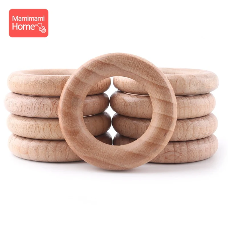 Mamihome 50pc 40mm-70mm de madera de haya anillos bebé mordedor de BPA libre de madera en blanco roedor DIY de pulseras ChildrenS productos Juguetes