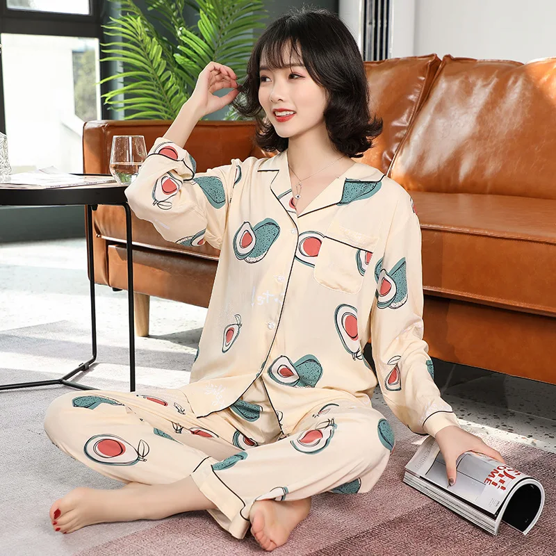 Sanderala Sexy Women Cotton Pajama Sets Lingerie Colorful Soft Print Female Underwear Nightgown Home Wear Kawaii Pajama