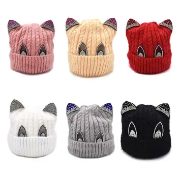 

Cute Ears Cartoon Baby Hat Winter Knitted Kids Baby Girl Hat Warm Thicker Children Infant Beanie Cap