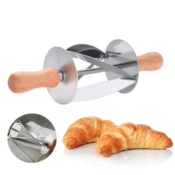

Upspirit Stainless Steel Rolling Cutter For Making Croissant Bread Wheel Dough Pastry Knife Wooden Handle Baking Kitchen Knife