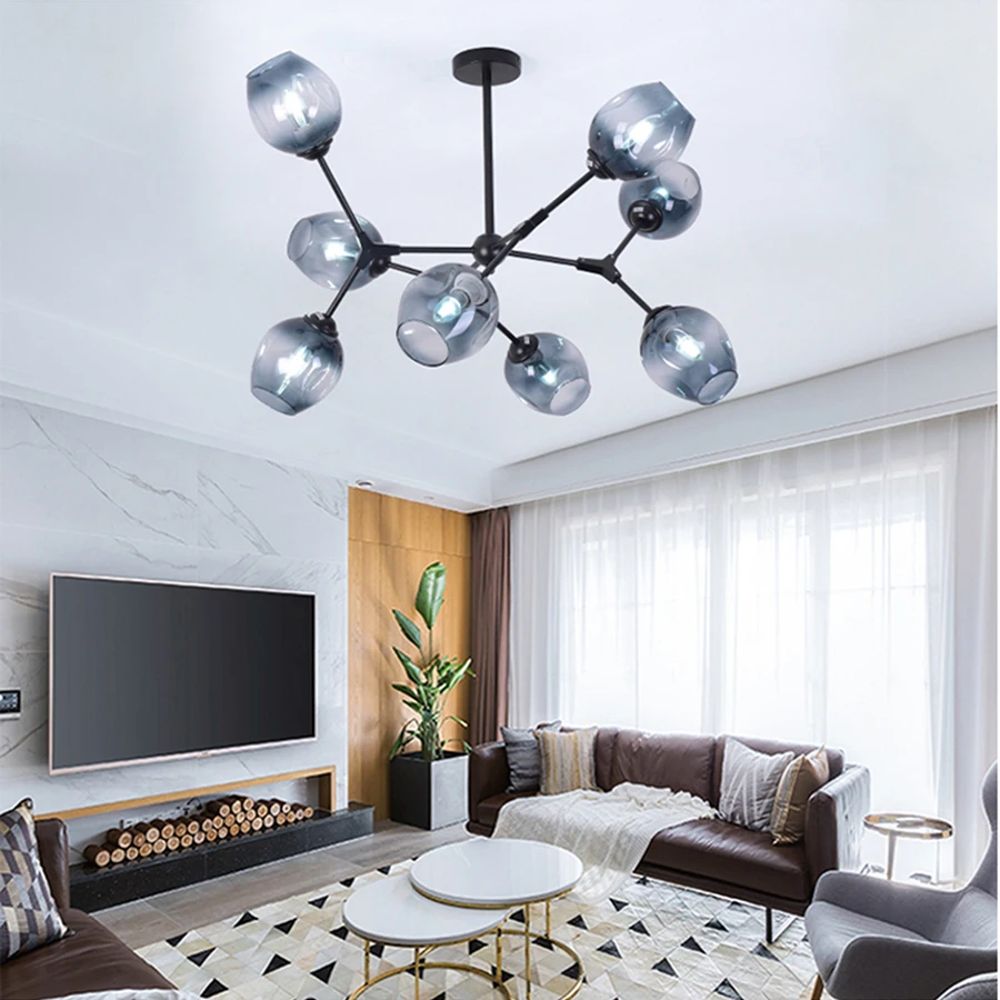 

Nordic creative magic bean chandelier modern minimalist living room bedroom dining room lighting warm personality molecular lamp