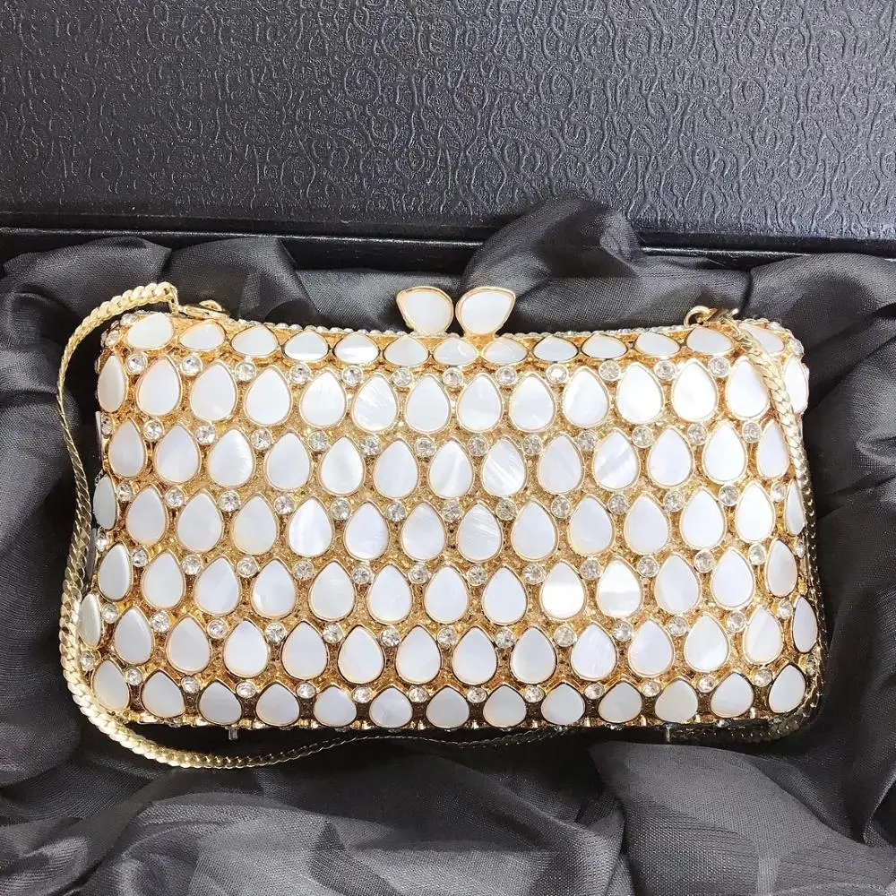XIYUAN Women Evening Clutch Bag Bridal Wedding Elegant Party Handmade clutch purse Womens Handbags Purses Hollow Out Metallic 2