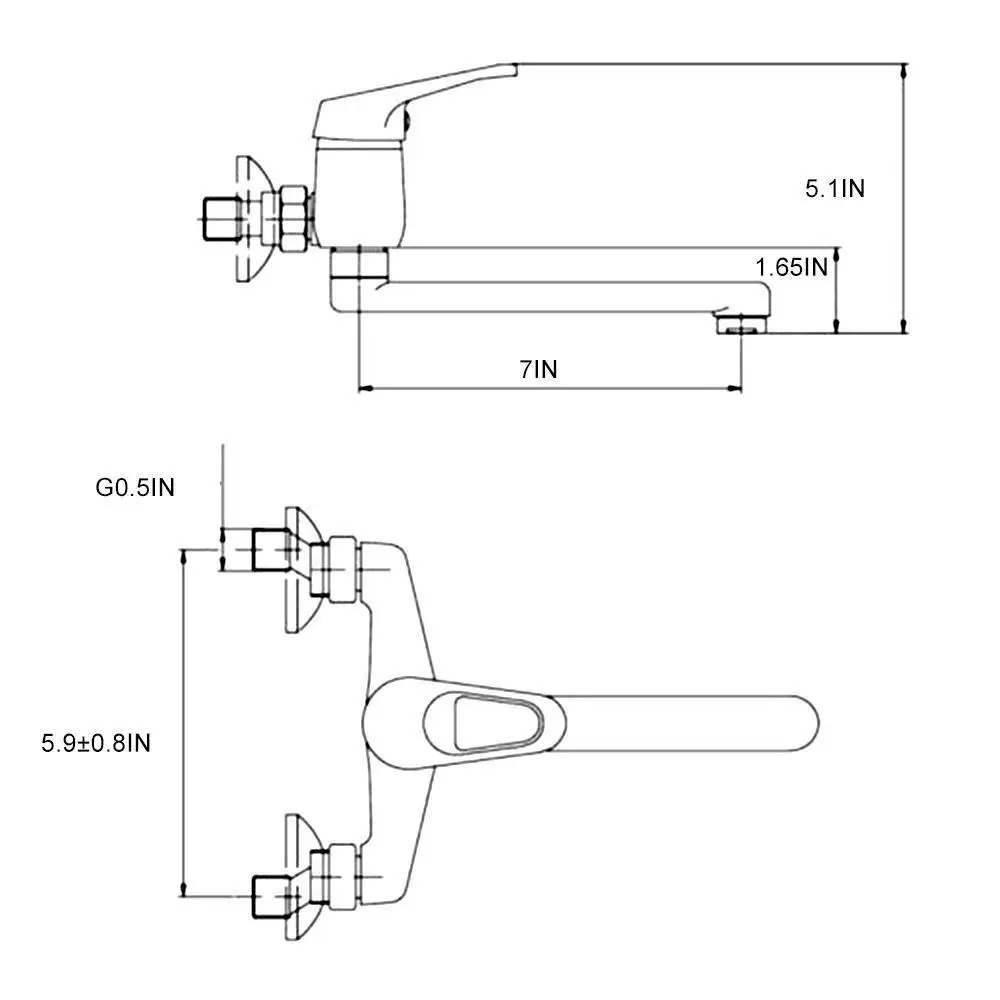 Wall Mounted Single Handle Kitchen Faucet with Rotating Spout