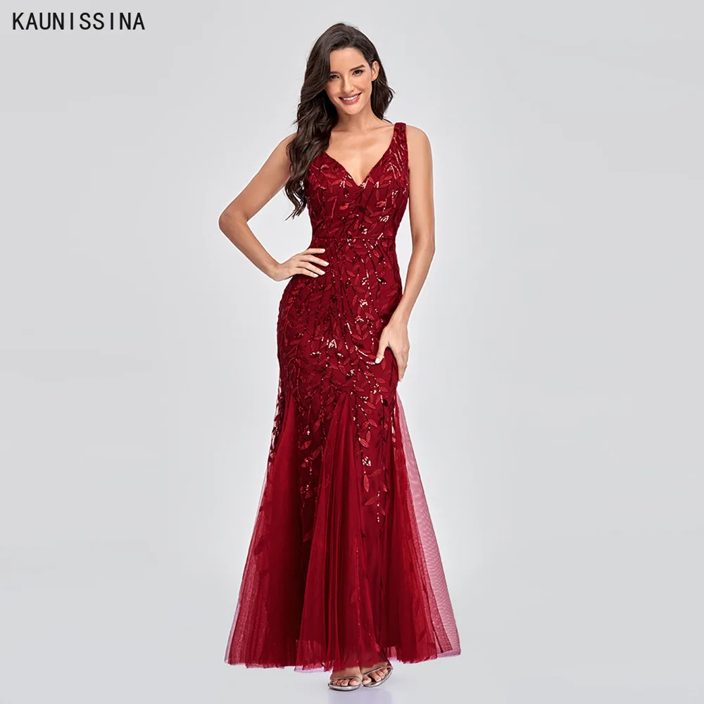 KAUNISSINA Evening Dress Off Shoulder Long Evening Dresses Floor Length Elegant Gowns Flower Special Occasion Dresses evening gowns with sleeves