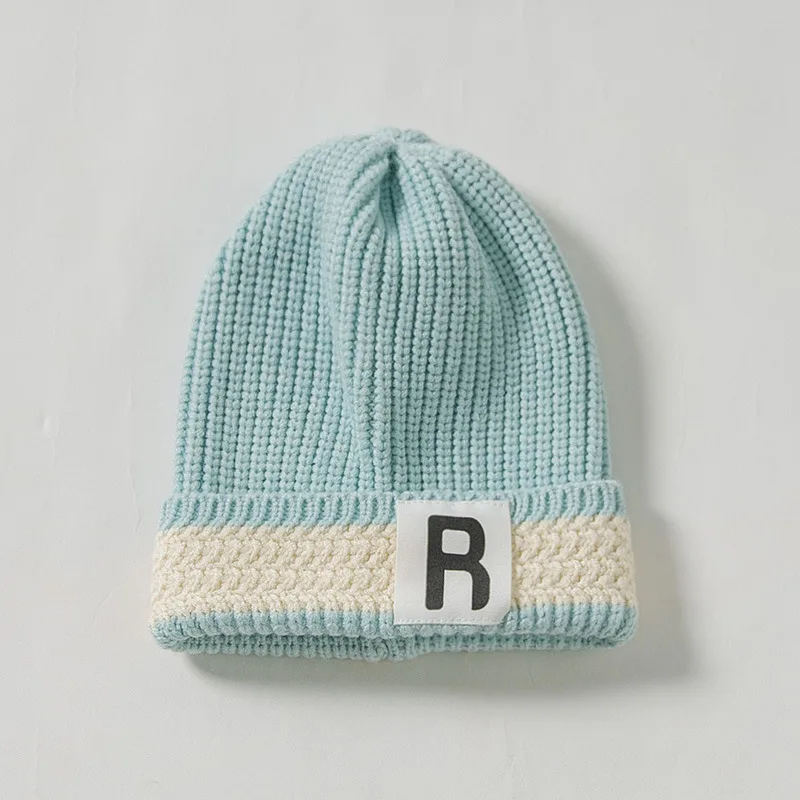 Зимняя шапка для маленьких мальчиков и девочек, мягкая теплая детская шапочка, карамельный цвет, детская повседневная шапка, вязаная крючком эластичная аппликация, R, вязаные шапки - Цвет: light blue