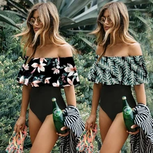 マイヨ · デ · ベイン女性レースフラウンス水着女性モノキニ水着フリルワンピース水着花水着(China)