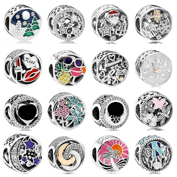 

PDB ZZ 22 925 Silver Night Sky Ocean Life Interconnected Circles Paradise Sunset Family Gong Clear Charm Bead Jewelry