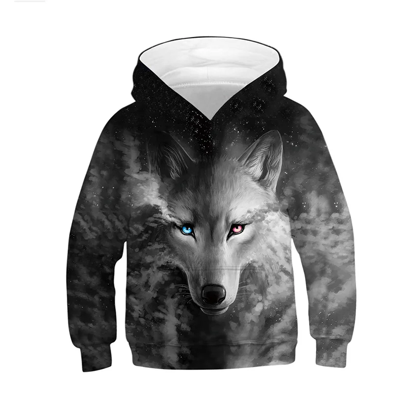  Wolf 3D Kids Hoodies for Girls Teenagers Oversized Children's Sweatshirt for Boys Girls Sweat Shirt