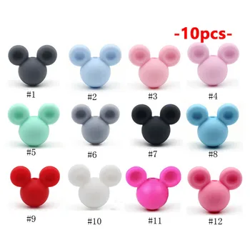 

10pcs/lot Mickey Silicone Beads Baby Teething Chew Beads BPA Free Teether Toy DIY Necklace Nursing Accessories