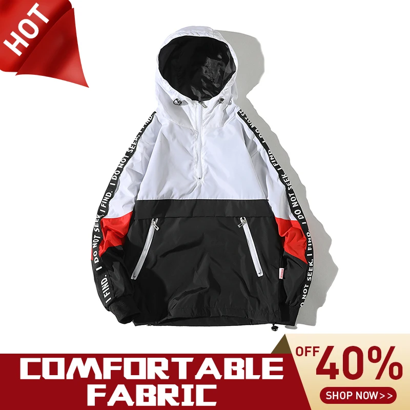 

2019 New Sppring Solid Color Base Hooded Jacket For Men Casual Trend Loose Student Couple Pocket Closing Sleeve Jacket Male