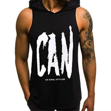 Fashion Men's Gym Clothing Bodybuilding Stringer Hoodie Tank Top Muscle Hooded Men Letter Hoody Sleeveless Clothes