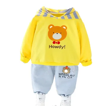 

Spring Baby Girls Boys Clothing Sets Hooded Sports Tops Pants Children Clothes Toddler Infant Vacation Costume