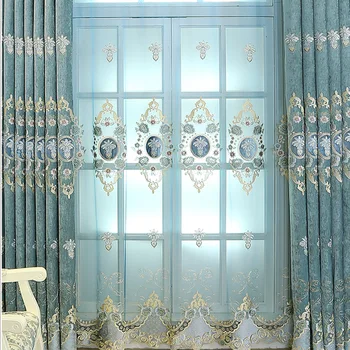 

European-style Chenille Water-soluble Embroidered Living Room Bedroom Shade Curtain Classical Curtain Cloth Spot Wholesale