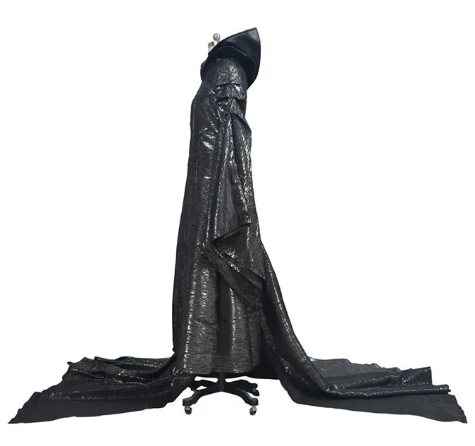 Черный длинный кожаный плащ Maleficent для взрослых, Женский карнавальный костюм на Хэллоуин, костюм Ангелина, плащ ведьмы для косплея, платье+ рога