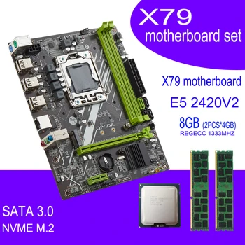 Placa base X79 con XEON E5 2420 V2, 2x4GB = 8GB, kit combinado de memoria DDR3, NVME, SATA3.0, servidor MATX