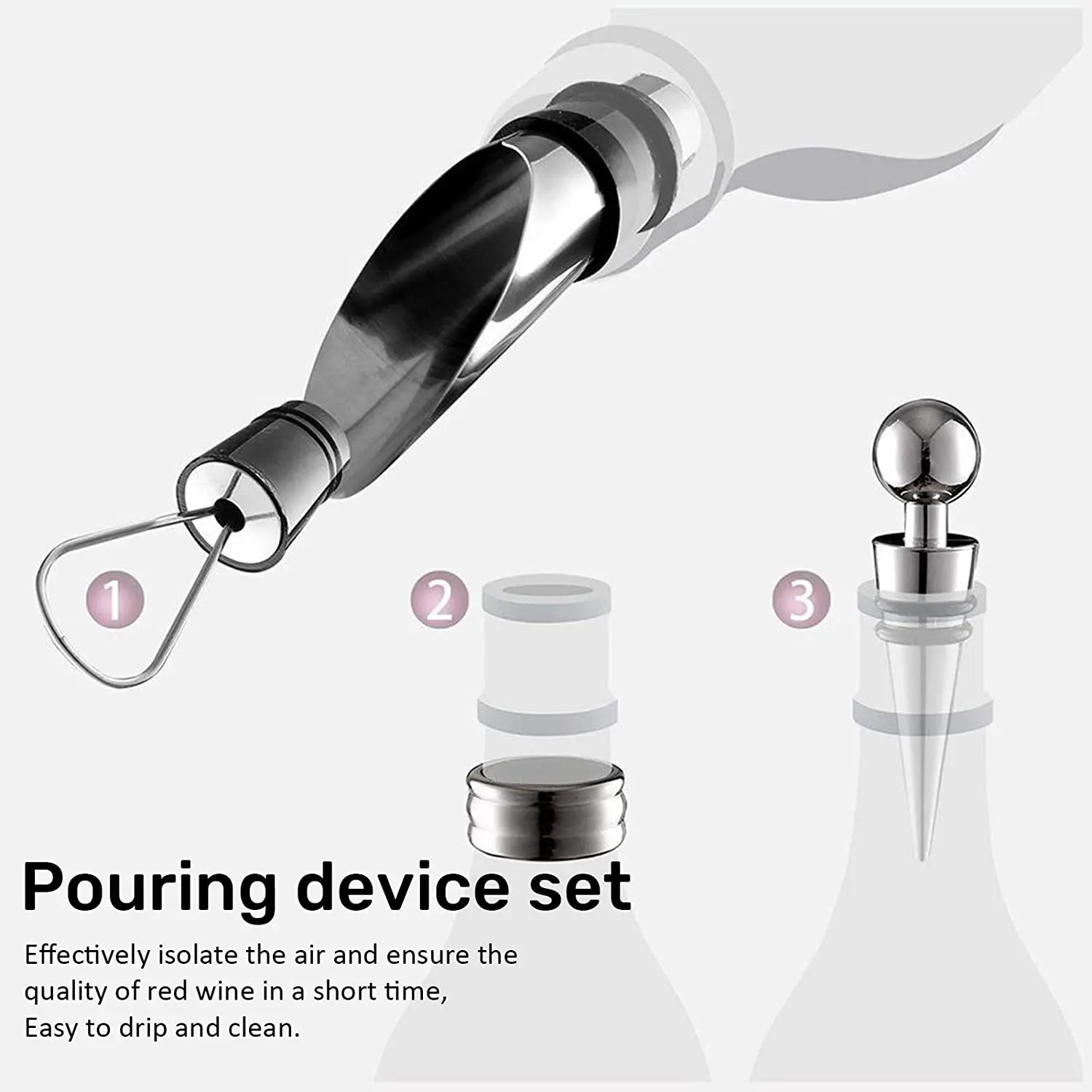 Wine Aerator Pourer Wine Opener Set 4Pieces Pressure Bottle Opener Pour Spout Stoppers Bottle stopper