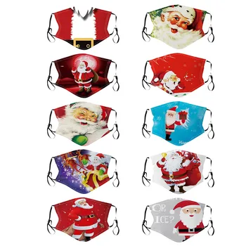 

10pc Reusable Face Mask Christmas Print Mouth Masks Adult Protection Mascarillas Washable Earloop Mondkapjes Mouth Caps Маска
