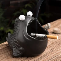 Tao Fan Creative Cute Animal Ceramic Ashtray Piranha Desktop Office Decoration Household Windproof and Fly Ash Car Small Ashtray 1
