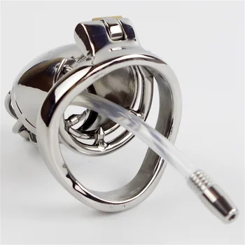 Male Chastity Device With Urethral Sounds Catheter And Spike Ring S/L Size Cock Cage Male Chastity SM Sex Toys In Stock 3