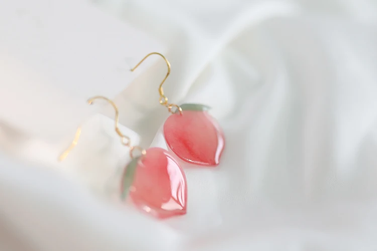 Kawaii Pink Peach Acrylic Earrings - Limited Edition