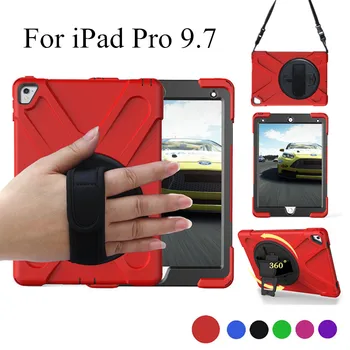 

Case for iPad Pro 9.7(2016) Heavy Duty Shockproof Rugged Armor Cover for iPad Pro 9.7 w/360 Swivel Stand Hand Strap & Neck Strap