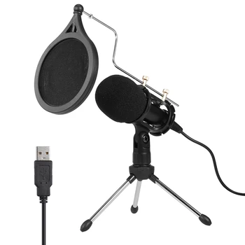 

USB Condenser Microphone+Mini Tripod Photography Recording Microphone Kit Microphone USB Drive-free Microphone with Tripod