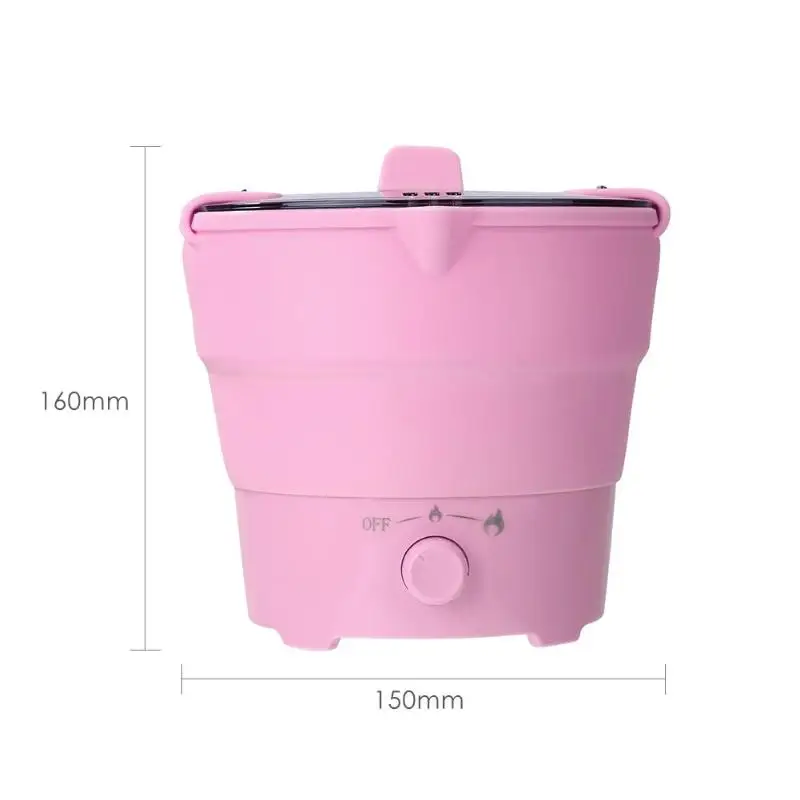 Складной электрический чайник, многофункциональный подогреваемый контейнер для еды с подогревом, Ланч-бокс, кухонная плита, приборы для приготовления пищи - Цвет: Розовый