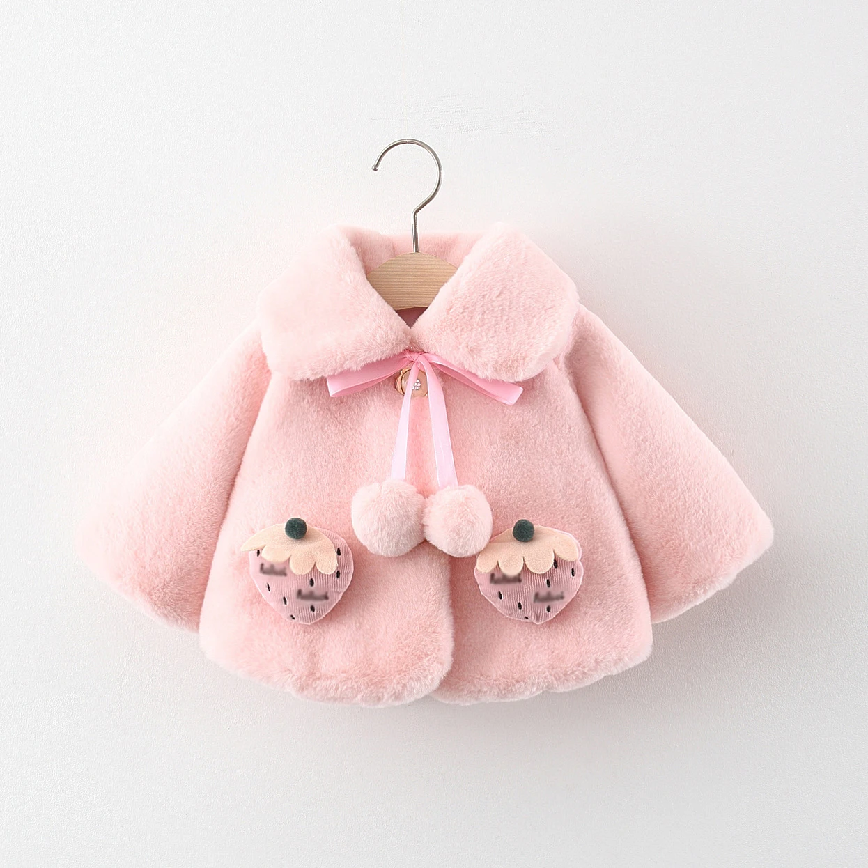Winter Newborn Girls Clothes Korean Cartoon Cute Doll Collar Warm Thick Fleece Fake Fur Baby Tops Toddler Coat Kids Jacket BC021 baby jacket,baby coat