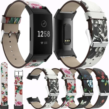 

new Genuine Leather Printed Strap For Fitbit Charge 3 Watchbands Accessories Bracelet Replacement For Fitbit Charge 3 Watch band