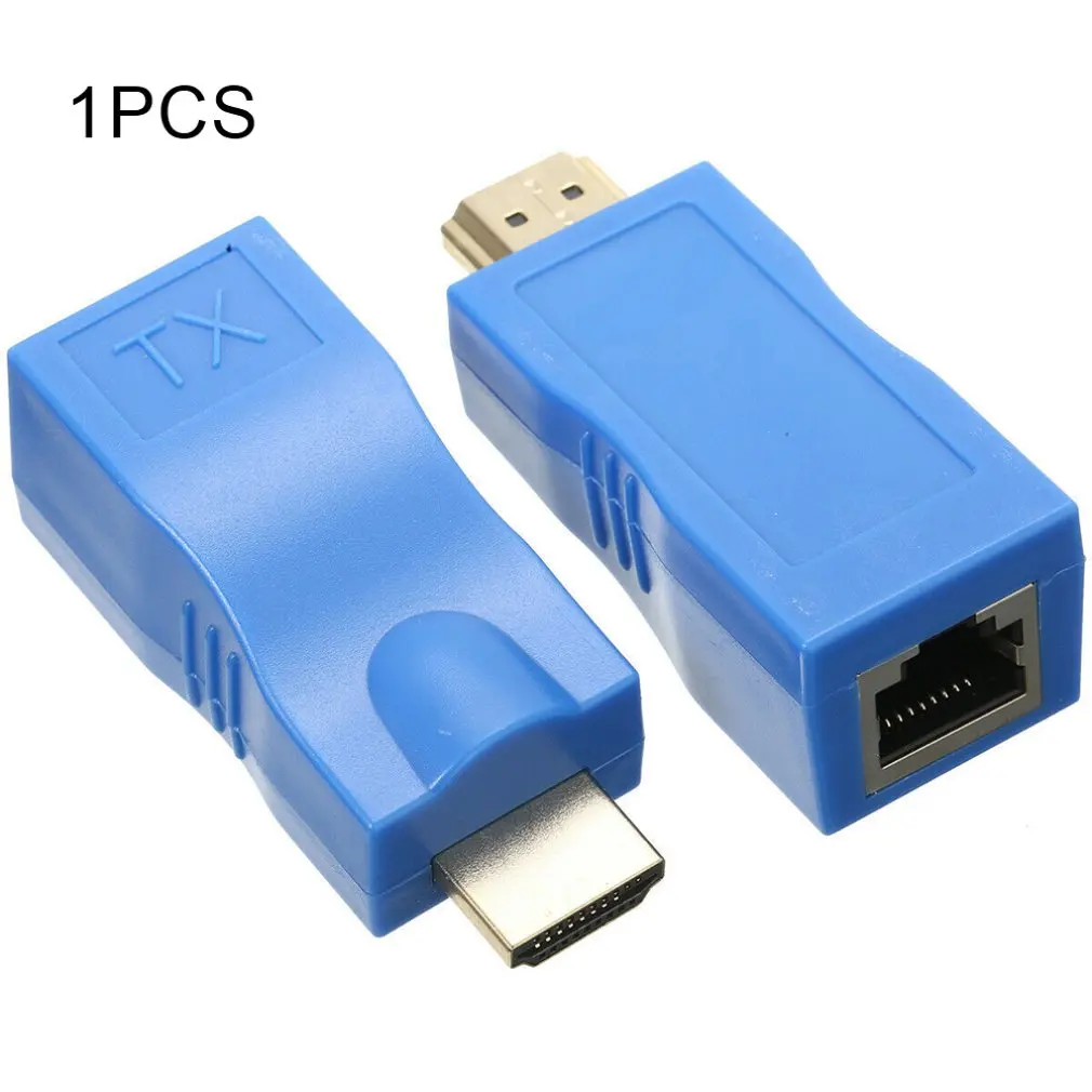 

HDMI Extender RJ45 LAN Network Extension Transmitter Receiver TX RX Cat5e CAT6 Ethernet Cable 30m 4K HD TV Bundle Polybag