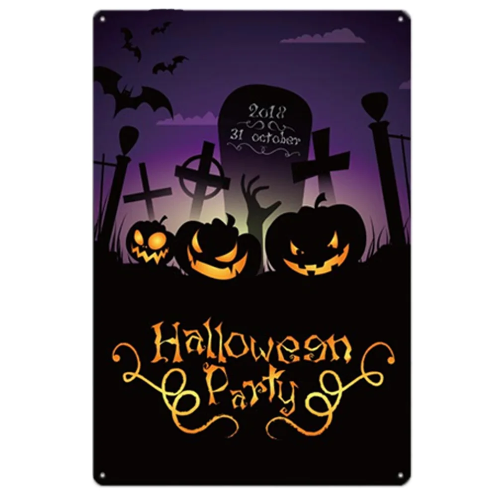 Happy Halloween Metal Tin Signs Plaque Witch Retro Plate Haunted Home Decor Tinplate Poster 20x30cm