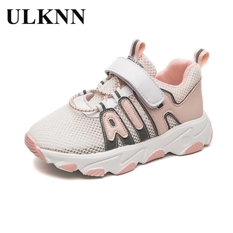 

ULKNN Girls Sports Sandals 2020 Summer New Mesh Children's Soft-Sole Cut-out Dad Shoes Boys Mesh Running Shoes