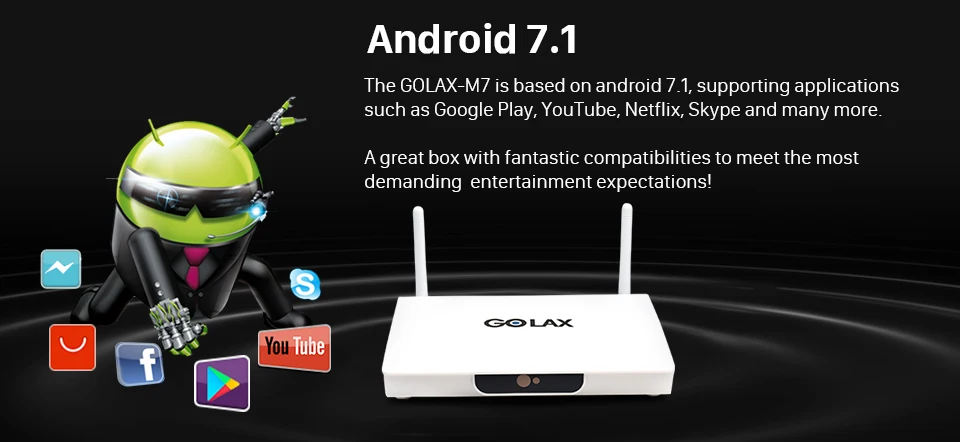ТВ приёмник Android 7,1 Smart tv Box Golax M7 Amlogic S905W четырехъядерный 1 ГБ 8 ГБ LAN 100 м H.265 медиаплеер 4K 2,4 ГГц Wifi ТВ приставка