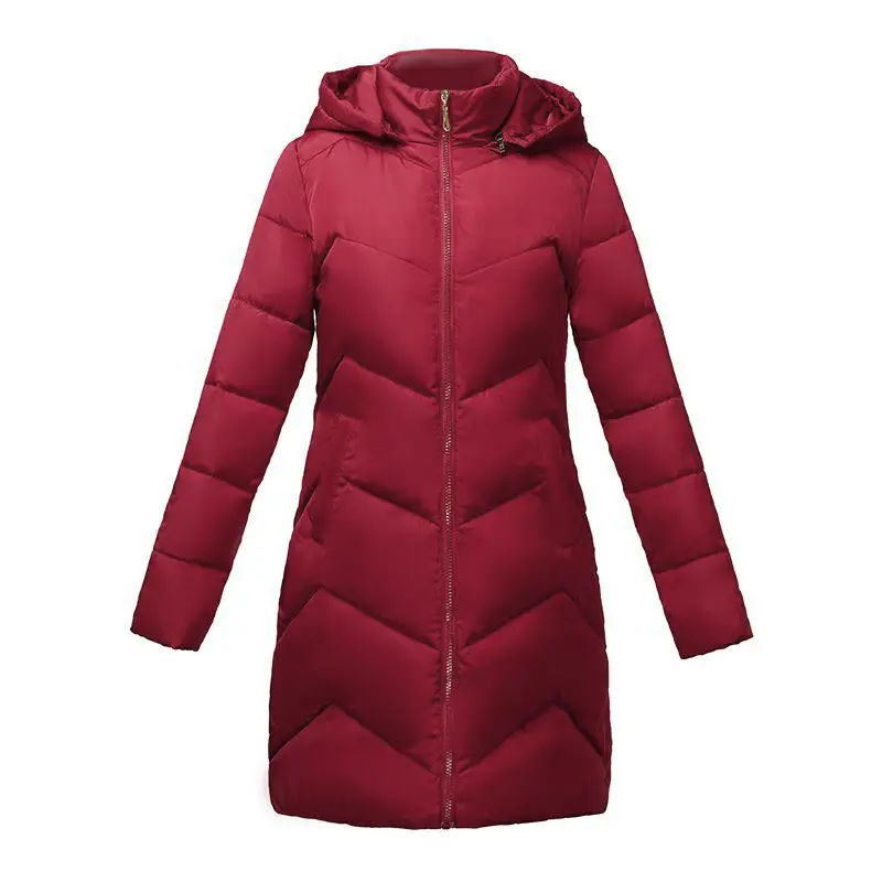 Новая зимняя куртка женская зимняя одежда с капюшоном женские парки утепленная верхняя одежда теплое зимнее пальто Женская куртка парки базовые Топы - Цвет: wine red