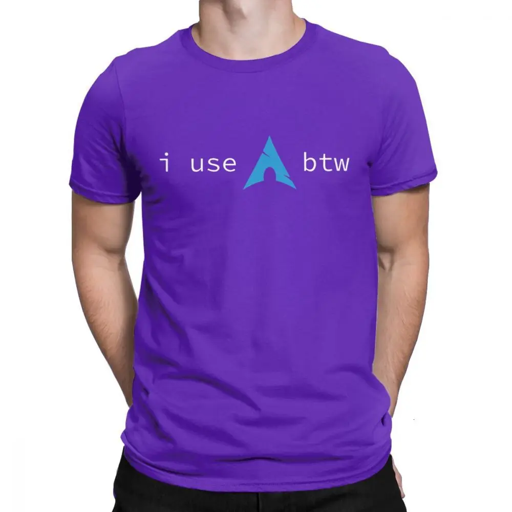 Purple One yona Мужская футболка Arch Linux я использую Arch Btw забавная хлопковая футболка с коротким рукавом Круглый воротник Топы 4XL 5XL - Цвет: Purple