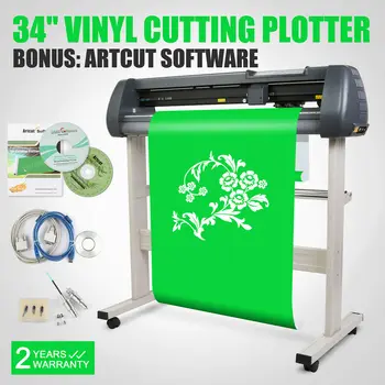 

Vevor Vinyl Cutting Plotter 34" Sign Cutter Design Maker W/Artcut Software Design/Cut USB Port 870mm