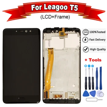 

5.5"black For Leagoo T5 LCD Display+Touch Screen Digitzer Assembly With Frame for leagoo t5 lcd+free tools