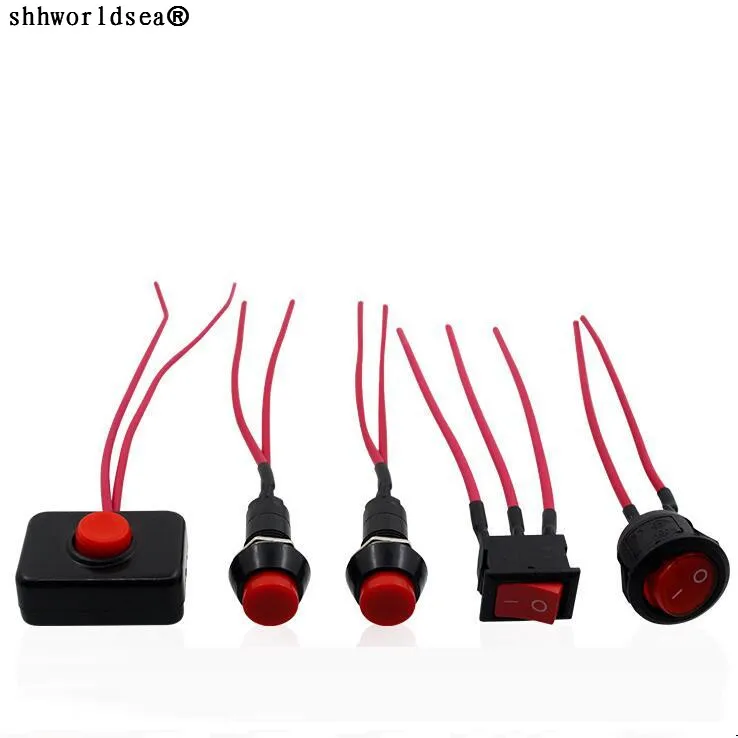 

shhworldsea 1PCS Car and motorcycle modified horn button headlights fog light switch LED spotlight with lock button switch