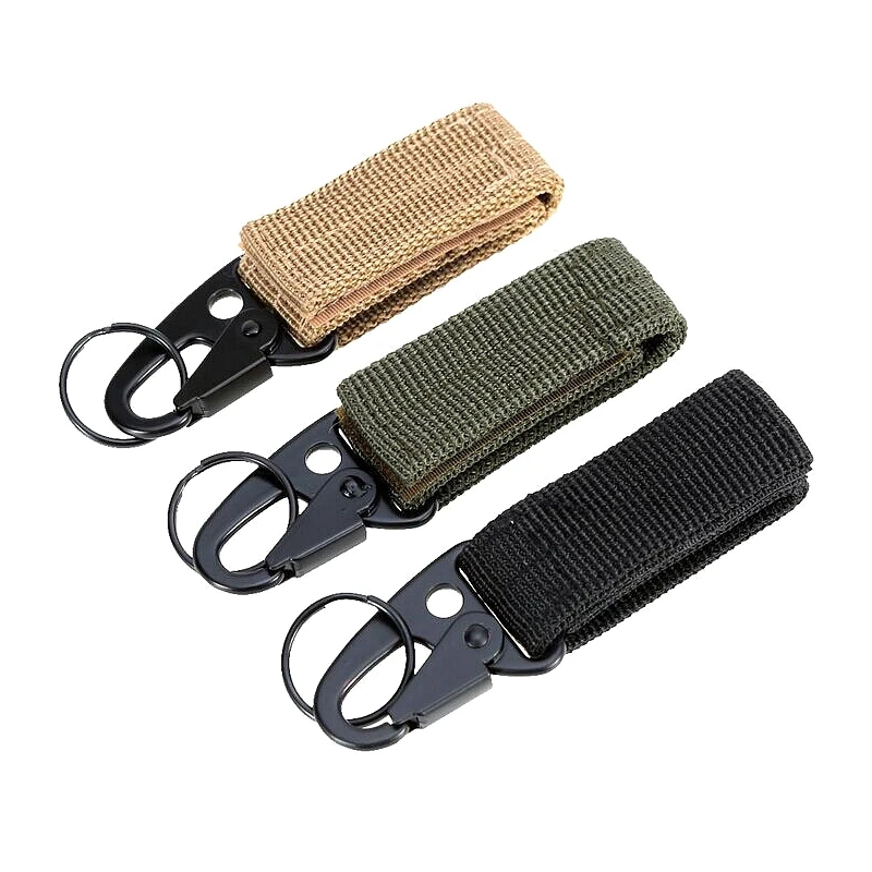 

Tactical Backpack Keychain Molle Belt Clip Camping Gear Climbing Carabiner Water Bottle Key Hanging Hook Military D Ring Hook