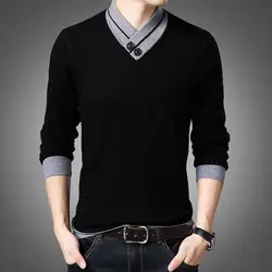 2019 брендовая одежда для мужчин, высококачественный кашемировый свитер с v-образным вырезом/мужской Тонкий Модный комплект для отдыха