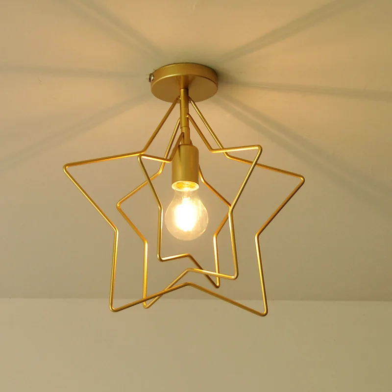 

2020 Popular Nordic Iron Multilayer Five-Pointed Star Ceiling Lamp Children Room Kindergarten Corridor Aisle Ceiling Light