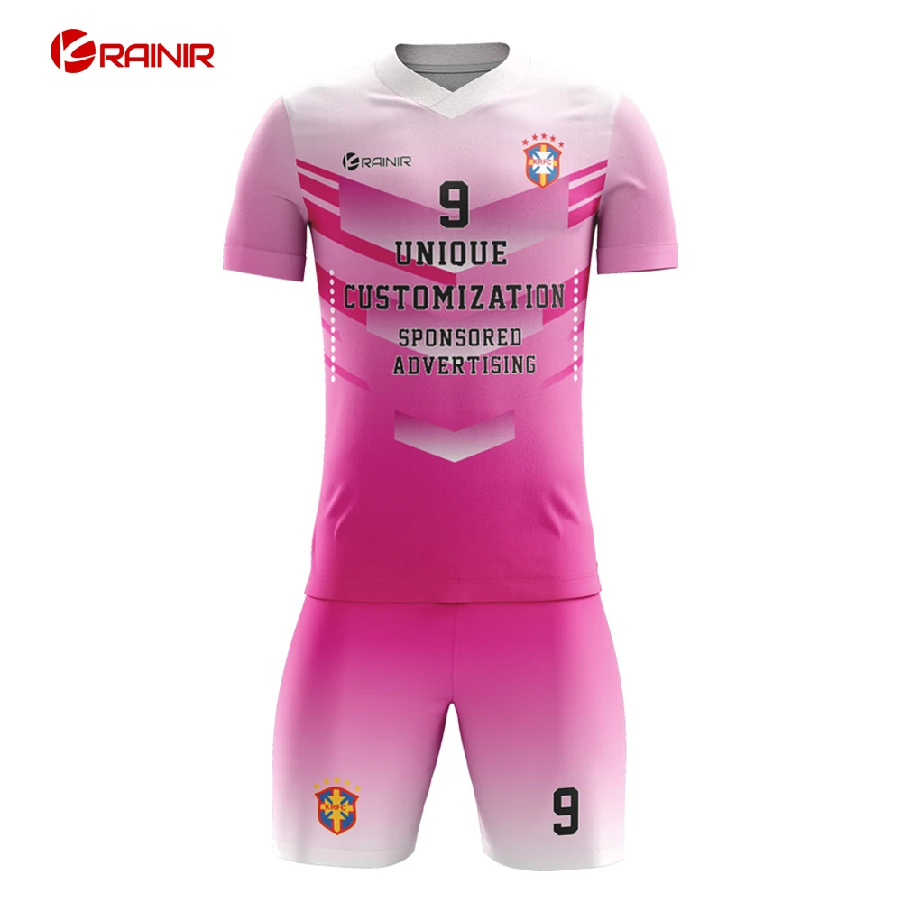 Custom Pink Color Soccer Jersey New Design Football Uniform Set Girl
