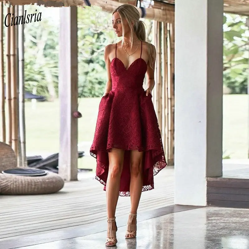 dark red party dress
